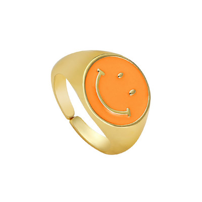 Ins Smile Candy Color Enamel Clear Micro Pave Prsten za otvaranje za žene Višebojni pozlaćeni Eternity Finger Band Podesivi prsten
