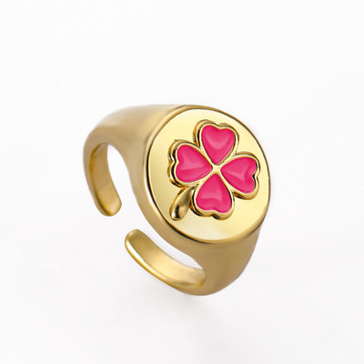 Ins Smile Candy Color Enamel Clear Micro Pave Prsten za otvaranje za žene Višebojni pozlaćeni Eternity Finger Band Podesivi prsten