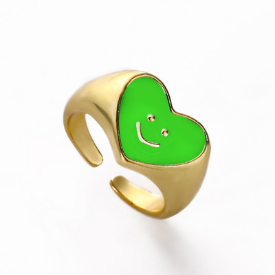 Ins Smile Candy Color Enamel Clear Micro Pave Prsten za otvaranje za žene Višebojni pozlaćeni Eternity Finger Band Podesivi prsten