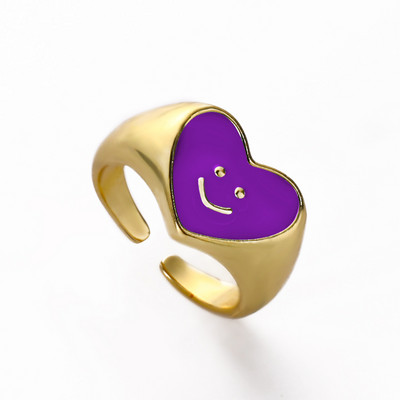 Ins Smile Candy Color Enamel Clear Micro Pave Prsten za otvaranje za žene Višebojni pozlaćeni Eternity Finger Band Podesivi prsten