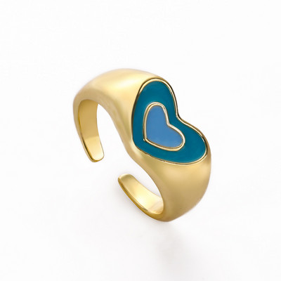 Ins Smile Candy Color Enamel Clear Micro Pave Prsten za otvaranje za žene Višebojni pozlaćeni Eternity Finger Band Podesivi prsten