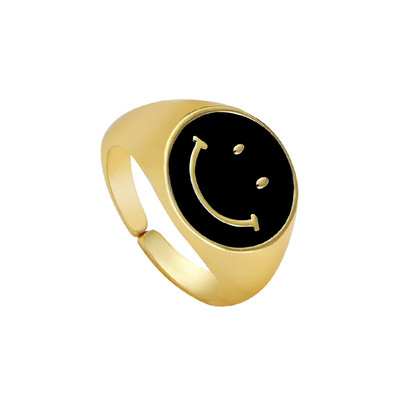 Ins Smile Candy Color Enamel Clear Micro Pave Prsten za otvaranje za žene Višebojni pozlaćeni Eternity Finger Band Podesivi prsten