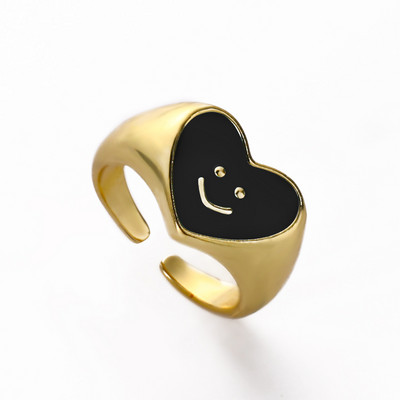 Ins Smile Candy Color Enamel Clear Micro Pave Prsten za otvaranje za žene Višebojni pozlaćeni Eternity Finger Band Podesivi prsten