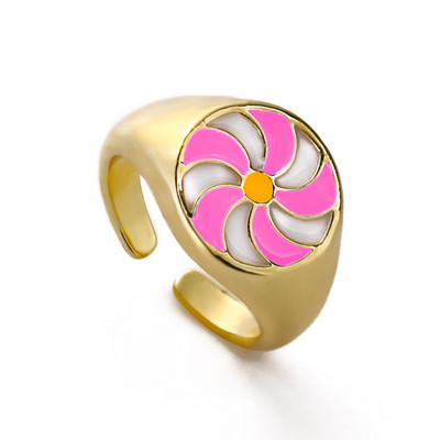 Ins Smile Candy Color Enamel Clear Micro Pave Prsten za otvaranje za žene Višebojni pozlaćeni Eternity Finger Band Podesivi prsten