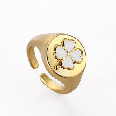 Ins Smile Candy Color Enamel Clear Micro Pave Prsten za otvaranje za žene Višebojni pozlaćeni Eternity Finger Band Podesivi prsten