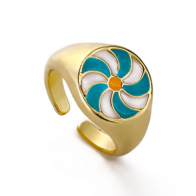 Ins Smile Candy Color Enamel Clear Micro Pave Prsten za otvaranje za žene Višebojni pozlaćeni Eternity Finger Band Podesivi prsten