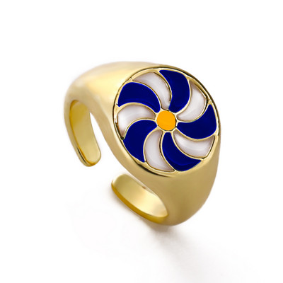 Ins Smile Candy Color Enamel Clear Micro Pave Prsten za otvaranje za žene Višebojni pozlaćeni Eternity Finger Band Podesivi prsten