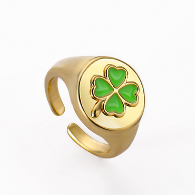 Ins Smile Candy Color Enamel Clear Micro Pave Prsten za otvaranje za žene Višebojni pozlaćeni Eternity Finger Band Podesivi prsten