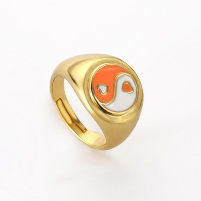 Ins Smile Candy Color Enamel Clear Micro Pave Prsten za otvaranje za žene Višebojni pozlaćeni Eternity Finger Band Podesivi prsten