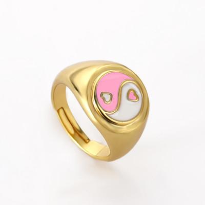 Ins Smile Candy Color Enamel Clear Micro Pave Prsten za otvaranje za žene Višebojni pozlaćeni Eternity Finger Band Podesivi prsten