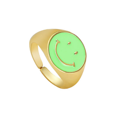 Ins Smile Candy Color Enamel Clear Micro Pave Prsten za otvaranje za žene Višebojni pozlaćeni Eternity Finger Band Podesivi prsten