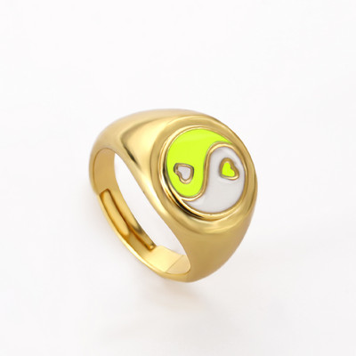 Ins Smile Candy Color Enamel Clear Micro Pave Prsten za otvaranje za žene Višebojni pozlaćeni Eternity Finger Band Podesivi prsten