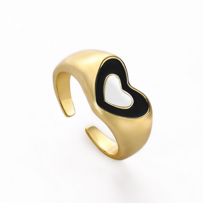 Ins Smile Candy Color Enamel Clear Micro Pave Prsten za otvaranje za žene Višebojni pozlaćeni Eternity Finger Band Podesivi prsten