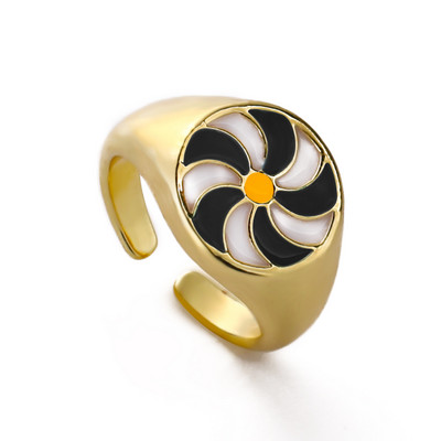 Ins Smile Candy Color Enamel Clear Micro Pave Prsten za otvaranje za žene Višebojni pozlaćeni Eternity Finger Band Podesivi prsten