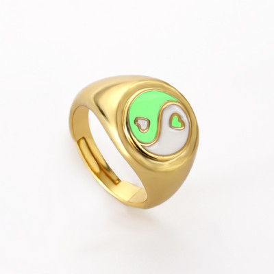 Ins Smile Candy Color Enamel Clear Micro Pave Prsten za otvaranje za žene Višebojni pozlaćeni Eternity Finger Band Podesivi prsten