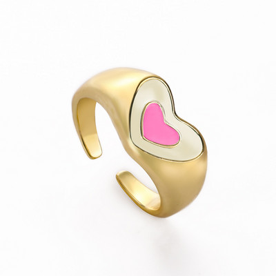 Ins Smile Candy Color Enamel Clear Micro Pave Prsten za otvaranje za žene Višebojni pozlaćeni Eternity Finger Band Podesivi prsten