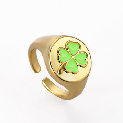 Ins Smile Candy Color Enamel Clear Micro Pave Prsten za otvaranje za žene Višebojni pozlaćeni Eternity Finger Band Podesivi prsten