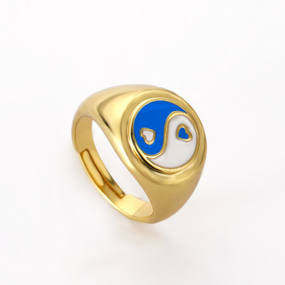Ins Smile Candy Color Enamel Clear Micro Pave Prsten za otvaranje za žene Višebojni pozlaćeni Eternity Finger Band Podesivi prsten