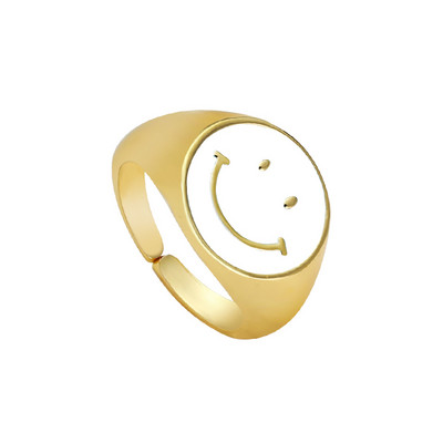 Ins Smile Candy Color Enamel Clear Micro Pave Prsten za otvaranje za žene Višebojni pozlaćeni Eternity Finger Band Podesivi prsten
