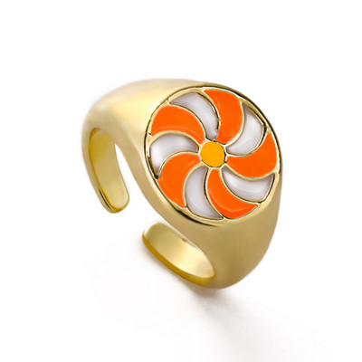 Ins Smile Candy Color Enamel Clear Micro Pave Prsten za otvaranje za žene Višebojni pozlaćeni Eternity Finger Band Podesivi prsten
