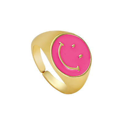 Ins Smile Candy Color Enamel Clear Micro Pave Prsten za otvaranje za žene Višebojni pozlaćeni Eternity Finger Band Podesivi prsten
