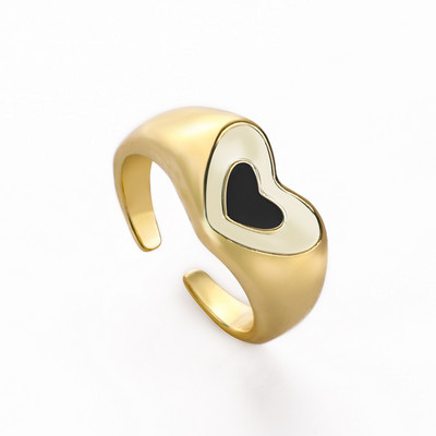 Ins Smile Candy Color Enamel Clear Micro Pave Prsten za otvaranje za žene Višebojni pozlaćeni Eternity Finger Band Podesivi prsten