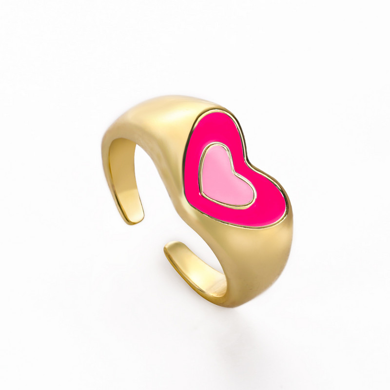 Ins Smile Candy Color Enamel Clear Micro Pave Prsten za otvaranje za žene Višebojni pozlaćeni Eternity Finger Band Podesivi prsten