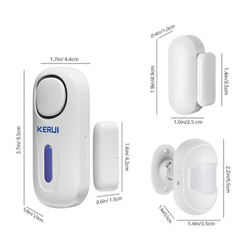 KERUI 120DB Security Wireless Door Window Сензорна аларма за взлом PIR Магнитна интелигентна домашна гаражна система с дистанционно управление