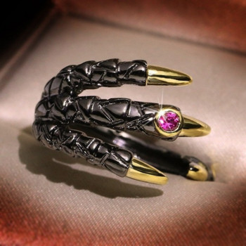 Vintage μεταλλικό δαχτυλίδι μαύρο δράκο με δαχτυλίδι Bibcock κοσμήματα μόδας Δημιουργικό δαχτυλίδι με νύχια αετού Κυριαρχικά κοσμήματα για πάρτι για άνδρες με δαχτυλίδι διαβόλου