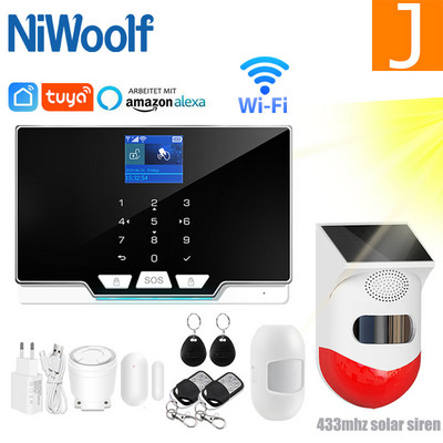 Tuya Wifi Gsm Home Κιτ συστήματος συναγερμού για διαρρήξεις RFID TFT Touch Keyboard Smart life APP Συμβατή Alexa Google Home