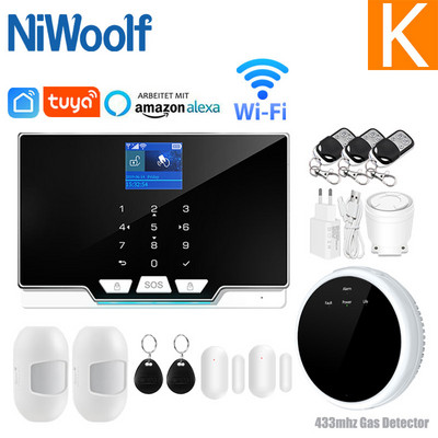 Tuya Wifi Gsm Home Κιτ συστήματος συναγερμού για διαρρήξεις RFID TFT Touch Keyboard Smart life APP Συμβατή Alexa Google Home