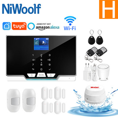 Tuya Wifi Gsm Home Κιτ συστήματος συναγερμού για διαρρήξεις RFID TFT Touch Keyboard Smart life APP Συμβατή Alexa Google Home