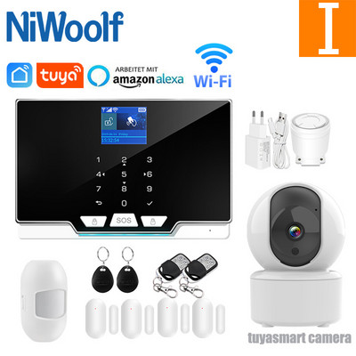 Tuya Wifi Gsm Home Κιτ συστήματος συναγερμού για διαρρήξεις RFID TFT Touch Keyboard Smart life APP Συμβατή Alexa Google Home