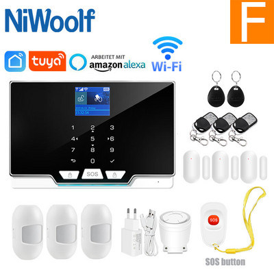 Tuya Wifi Gsm Home Κιτ συστήματος συναγερμού για διαρρήξεις RFID TFT Touch Keyboard Smart life APP Συμβατή Alexa Google Home
