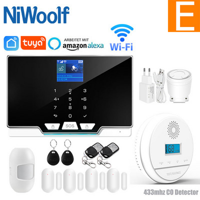 Tuya Wifi Gsm Home Κιτ συστήματος συναγερμού για διαρρήξεις RFID TFT Touch Keyboard Smart life APP Συμβατή Alexa Google Home