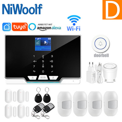 Tuya Wifi Gsm Home Κιτ συστήματος συναγερμού για διαρρήξεις RFID TFT Touch Keyboard Smart life APP Συμβατή Alexa Google Home