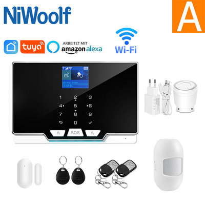 Tuya Wifi Gsm Home Κιτ συστήματος συναγερμού για διαρρήξεις RFID TFT Touch Keyboard Smart life APP Συμβατή Alexa Google Home