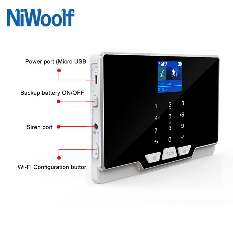 Tuya Wifi Gsm Home Κιτ συστήματος συναγερμού για διαρρήξεις RFID TFT Touch Keyboard Smart life APP Συμβατή Alexa Google Home