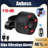 Aubess bežični vibracijski alarm za bicikle IP55 Vodootporni alarm za motocikle Daljinski upravljač Protuprovalni detektor bicikla Alarmni sustav