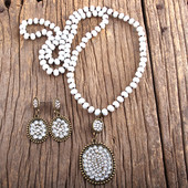 RH Fashion Boho ékszer szett üveg hosszú csomózott fém Pave Crystal Dorp nyaklánc fülbevaló szett női ajándék Dropship