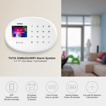 Σύστημα συναγερμού KERUI W204 DIY WIFI GSM Ασφάλεια σπιτιού Tuya Smaty App Remote Υπενθύμιση ασύρματης ανίχνευσης κίνησης PIR Ανοιχτός συναγερμός πόρτας