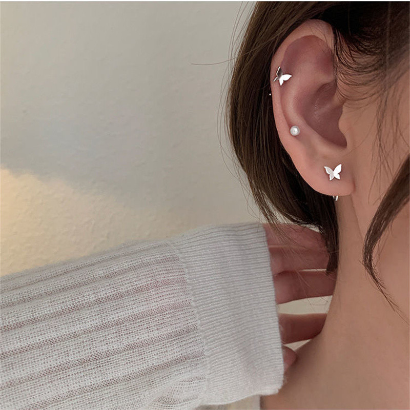 Modne Minimal Hoop Naušnice Srebrne Boje Metalne Male Huggie Tanke Hoops Naušnice Hrskavice Helix Tragus Piercing Naušnice Nakit