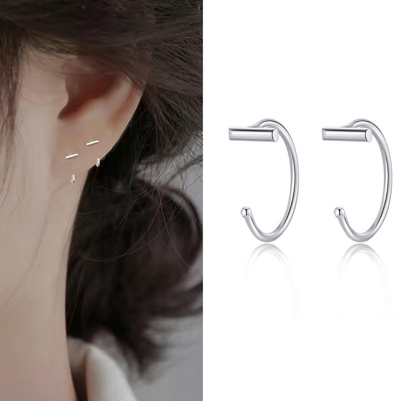 Modne Minimal Hoop Naušnice Srebrne Boje Metalne Male Huggie Tanke Hoops Naušnice Hrskavice Helix Tragus Piercing Naušnice Nakit