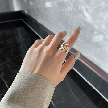 2022 Нови луксозни отворени пръстени с форма на клон на листа за жени Корейско парти Изискан пръстен за пръсти Момичета Минималистични Необичайни бижута Подаръци