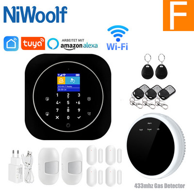 Tuya Smart Wifi GSM otthoni riasztórendszer Érintőbillentyűzet RFID kártya távirányító APP vezérlés 433MHz vezeték nélküli érzékelő érzékelővel