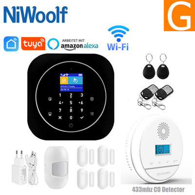 Tuya Smart Wifi GSM otthoni riasztórendszer Érintőbillentyűzet RFID kártya távirányító APP vezérlés 433MHz vezeték nélküli érzékelő érzékelővel