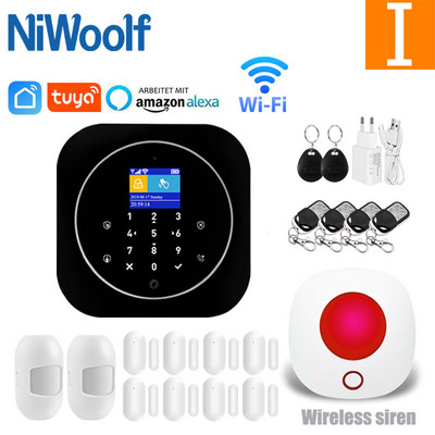 Tuya Smart Wifi GSM otthoni riasztórendszer Érintőbillentyűzet RFID kártya távirányító APP vezérlés 433MHz vezeték nélküli érzékelő érzékelővel