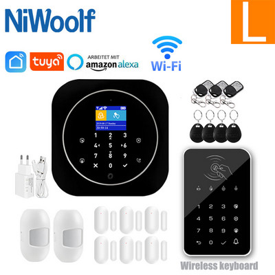 Tuya Smart Wifi GSM otthoni riasztórendszer Érintőbillentyűzet RFID kártya távirányító APP vezérlés 433MHz vezeték nélküli érzékelő érzékelővel