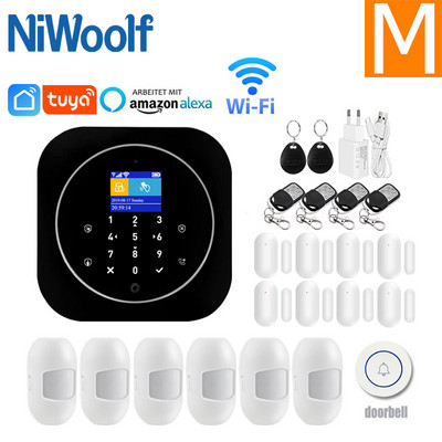 Tuya Smart Wifi GSM otthoni riasztórendszer Érintőbillentyűzet RFID kártya távirányító APP vezérlés 433MHz vezeték nélküli érzékelő érzékelővel