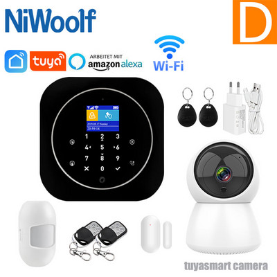 Tuya Smart Wifi GSM otthoni riasztórendszer Érintőbillentyűzet RFID kártya távirányító APP vezérlés 433MHz vezeték nélküli érzékelő érzékelővel